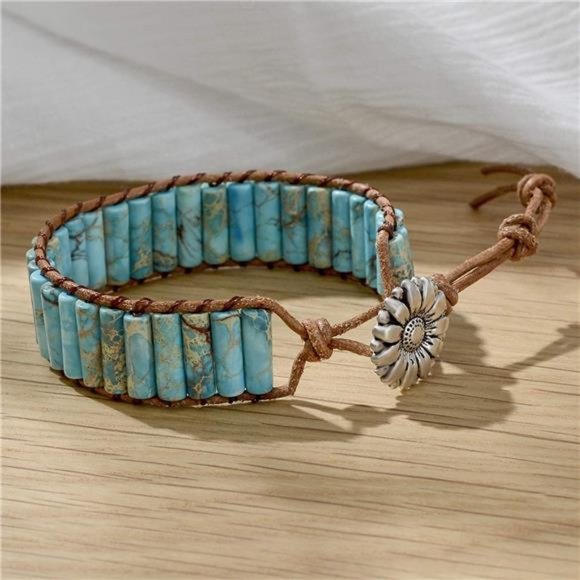 Chakra Healing Leather Bracelet - Boho Style - Picture 3 of 4